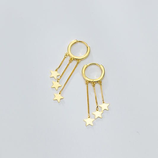 Fringed star pentagram earrings