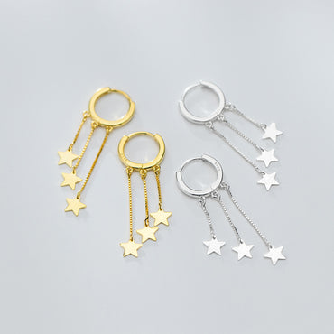 Fringed star pentagram earrings