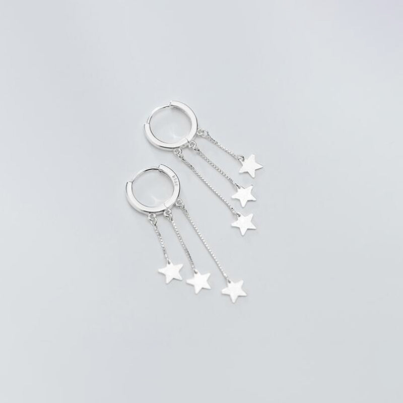 Fringed star pentagram earrings