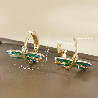 European And American-style Elegant And Fashionable Copper Dragonfly Drop Earrings - Zentrova