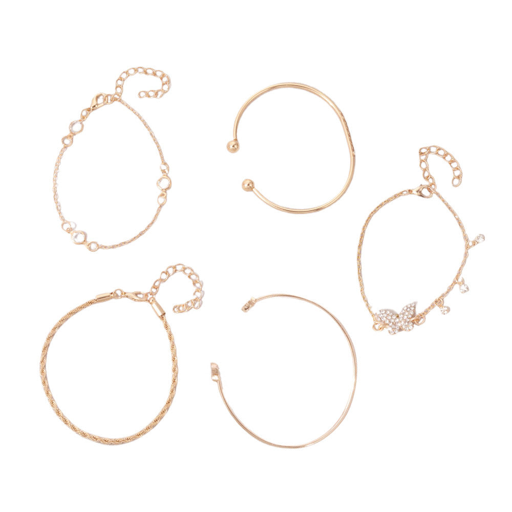 Simple Butterfly-Shape Open-End Rhinestone Bracelet For Women - Zentrova