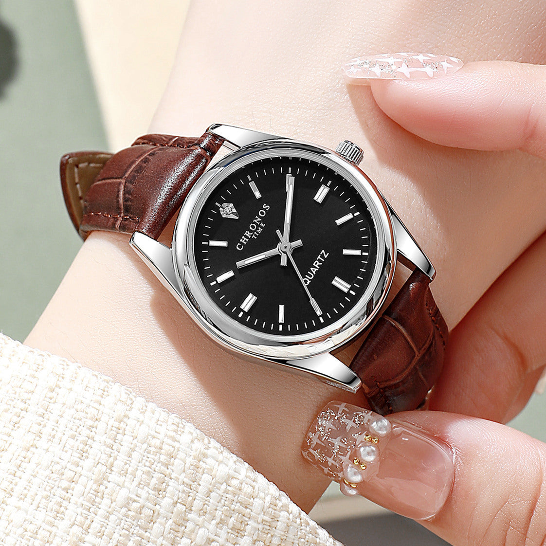 Womens Fashion Wristwatch With A Genuine Leather Strap And Luminous Quartz Movement - Zentrova