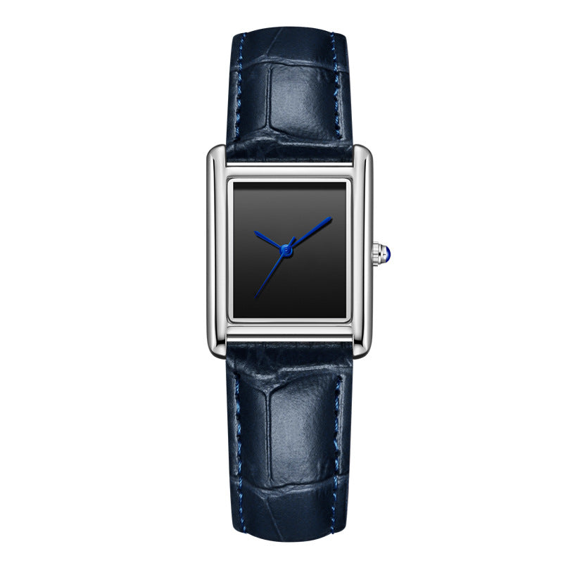 Couple Leather Watch Strap Simple Square Student's Watch Waterproof - Zentrova