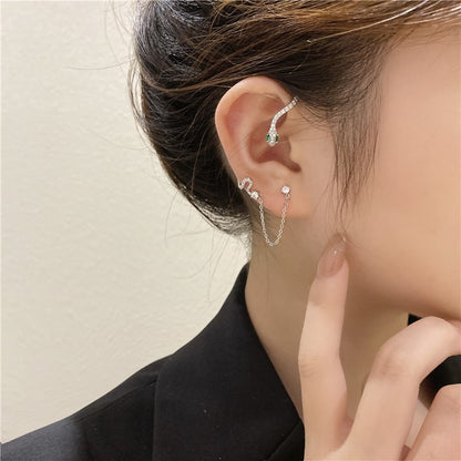Sterling Silver Needle Snake-shaped Ear Hanging High-grade Integrated Ear Clip