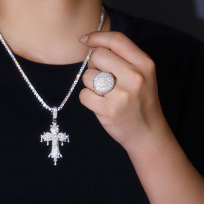 Men's Luxury And Fashionable Light Luxury Jewelry Silver Ring S925 Silver-plated Platinum Set With Top-quality Moissanite - Zentrova