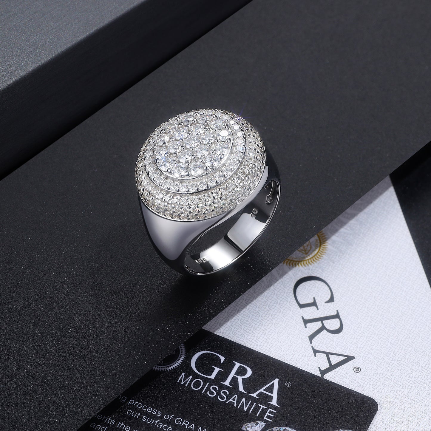 Men's Luxury And Fashionable Light Luxury Jewelry Silver Ring S925 Silver-plated Platinum Set With Top-quality Moissanite - Zentrova