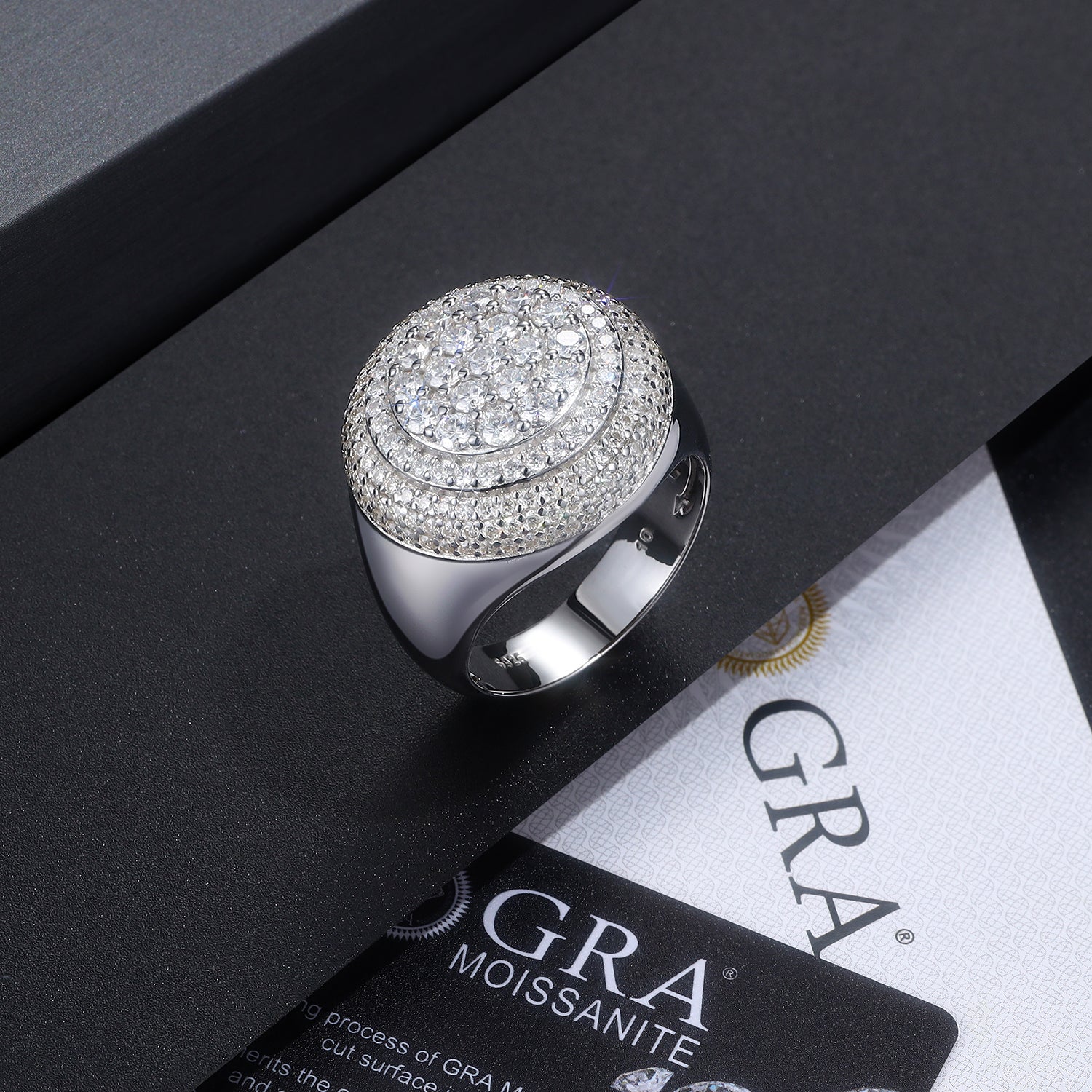 Men's Luxury And Fashionable Light Luxury Jewelry Silver Ring S925 Silver-plated Platinum Set With Top-quality Moissanite - Zentrova