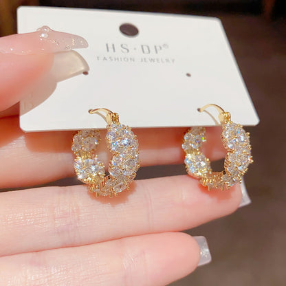 Stylish Zircon Round Hoop Earrings For Women - Zentrova