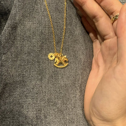 Womens Money Necklace Shattered Ice Wooden Horse And Copper Coins - Zentrova