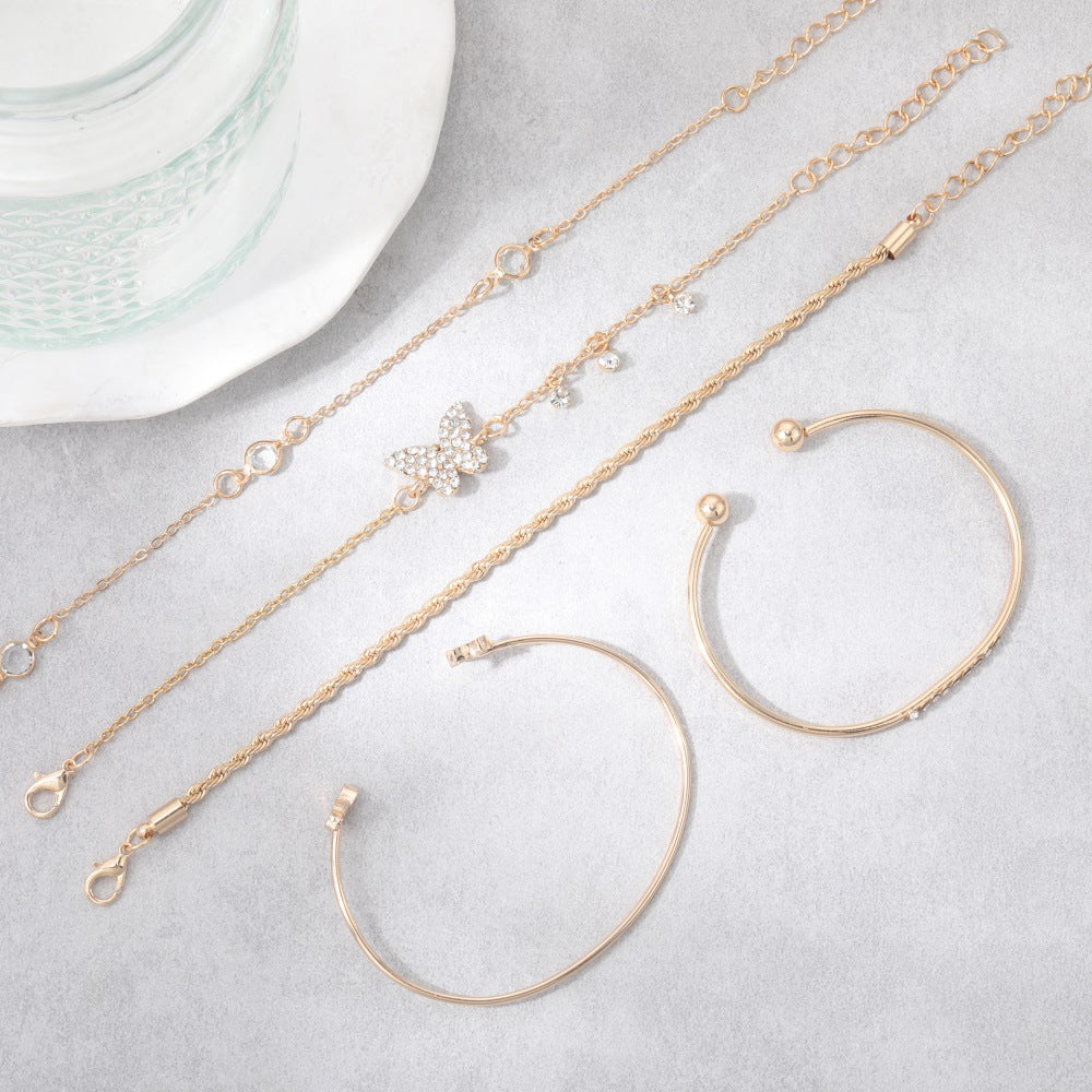 Simple Butterfly-Shape Open-End Rhinestone Bracelet For Women - Zentrova