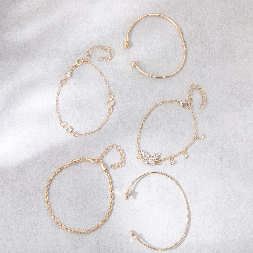 Simple Butterfly-Shape Open-End Rhinestone Bracelet For Women - Zentrova