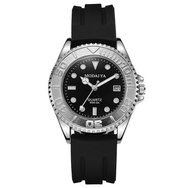 Silicone Steel Band Calendar Watch For Men Quartz Timepiece - Zentrova - Alternative View