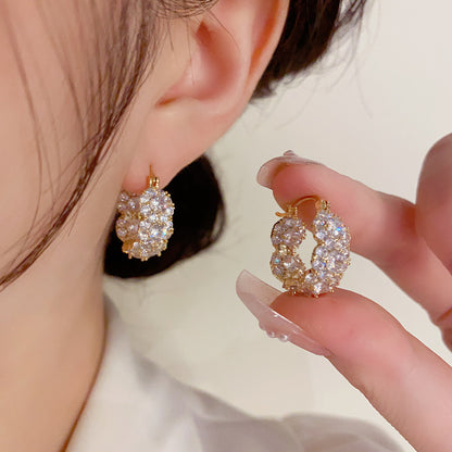 Stylish Zircon Round Hoop Earrings For Women - Zentrova