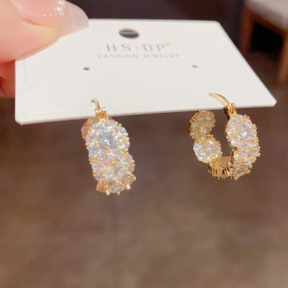 Stylish Zircon Round Hoop Earrings For Women - Zentrova