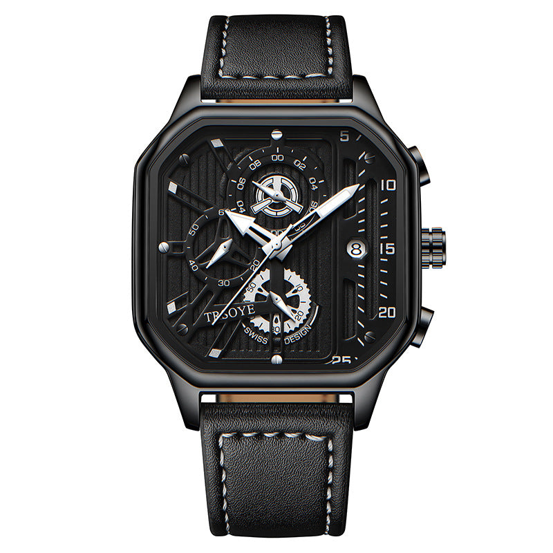Men's Fashion Hollowed-out Waterproof Luminous Square Watch - Zentrova