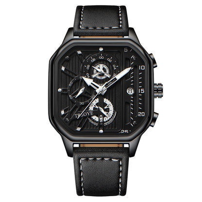 Men's Fashion Hollowed-out Waterproof Luminous Square Watch - Zentrova