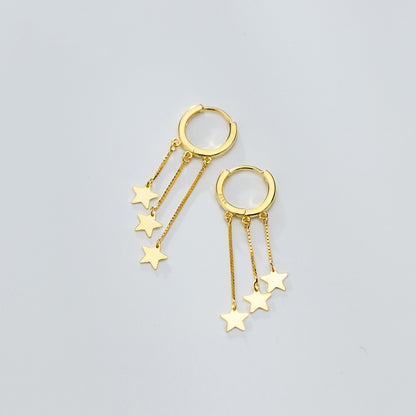 Fringed star pentagram earrings