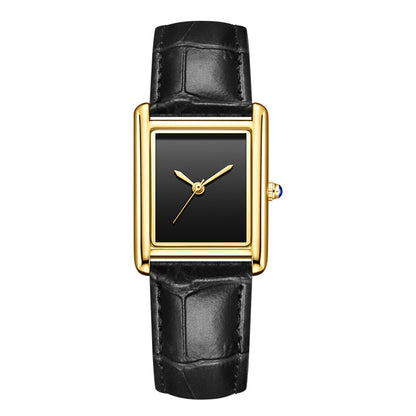 Couple Leather Watch Strap Simple Square Student's Watch Waterproof - Zentrova