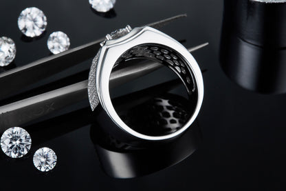 Men's 1-carat Luxury And Fashionable Light Luxury Jewelry Silver Ring Set With Top-quality Moissanite, S925 Silver-plated Platinum - Zentrova