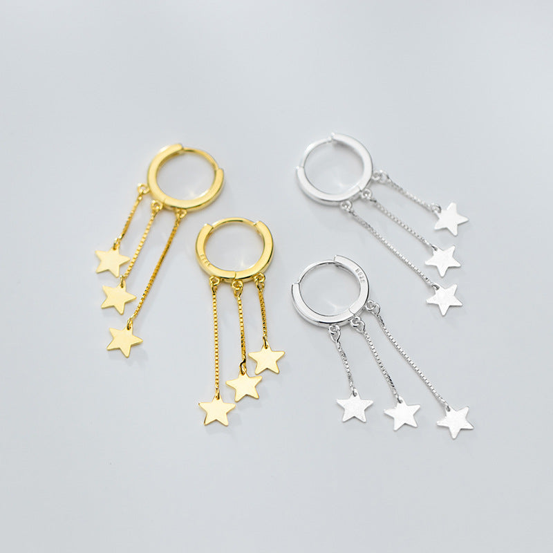 Fringed star pentagram earrings