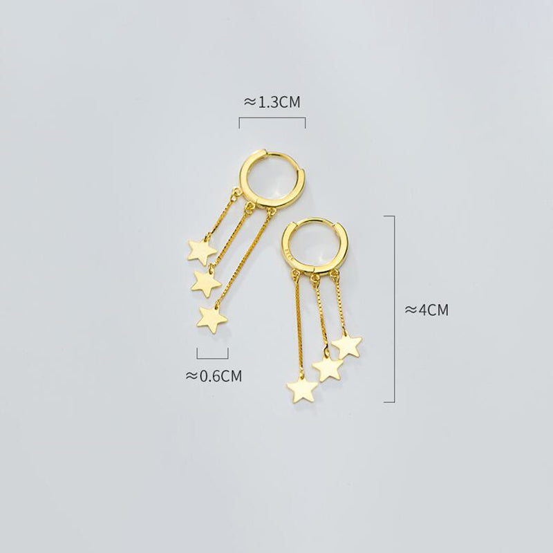 Fringed star pentagram earrings