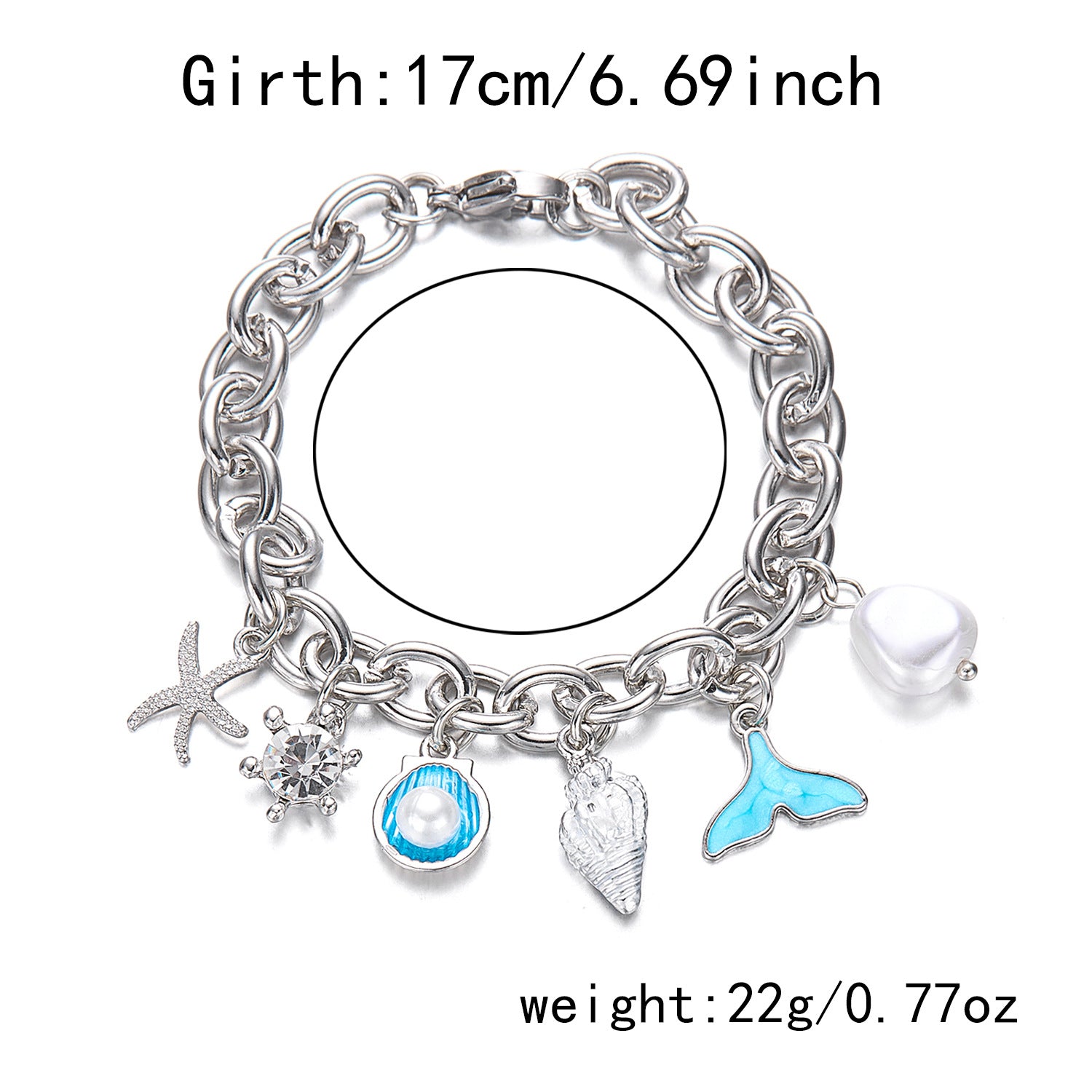 Women's Fashion Starfish Pearl Shell Fishtail Multi-pendant Necklace Bracelet - Zentrova