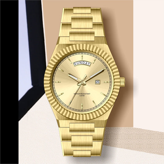 Business Gentleman's Log-Type Quartz Waterproof Steel Strap - Zentrova