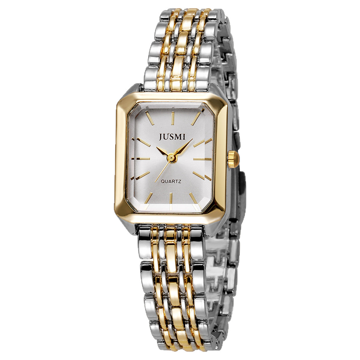 Square Meridian-Style Dial Fashionable Personalized Quartz Watch With Steel Band - Zentrova