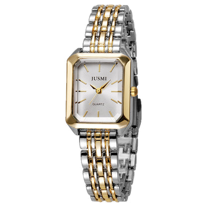 Square Meridian-Style Dial Fashionable Personalized Quartz Watch With Steel Band - Zentrova