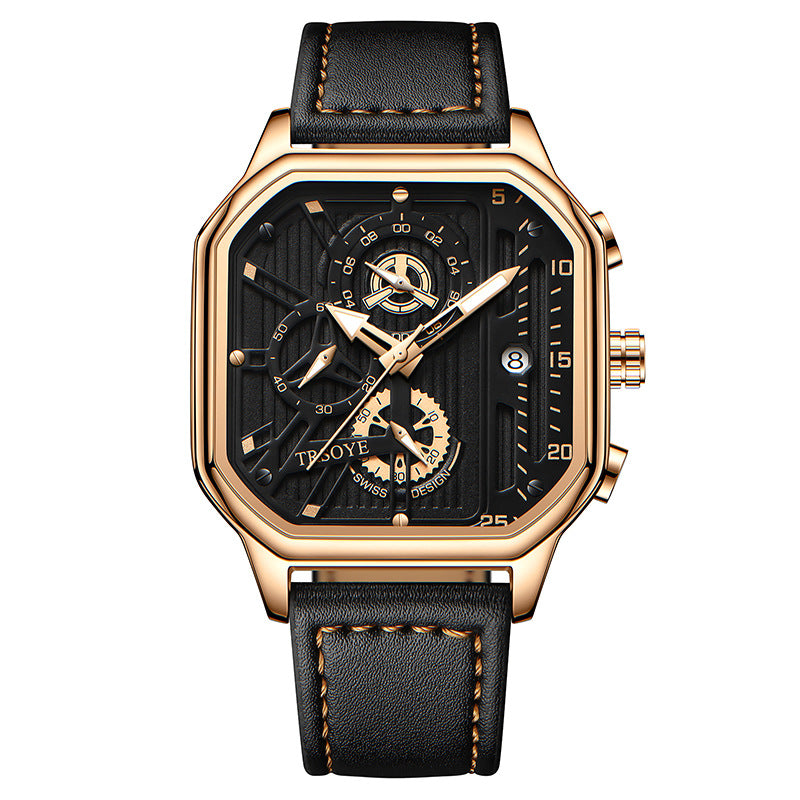Men's Fashion Hollowed-out Waterproof Luminous Square Watch - Zentrova
