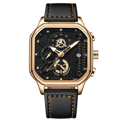Men's Fashion Hollowed-out Waterproof Luminous Square Watch - Zentrova
