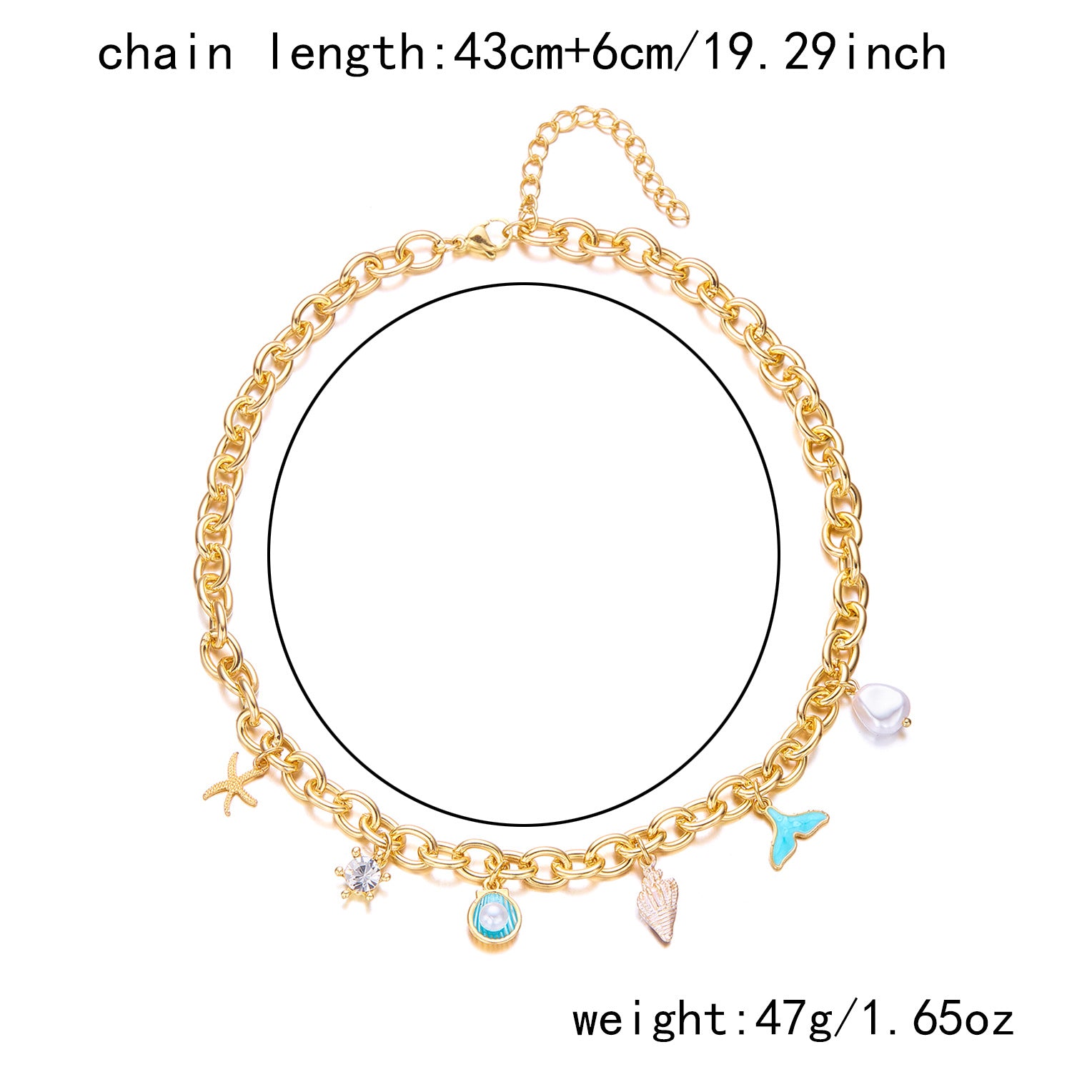 Women's Fashion Starfish Pearl Shell Fishtail Multi-pendant Necklace Bracelet - Zentrova