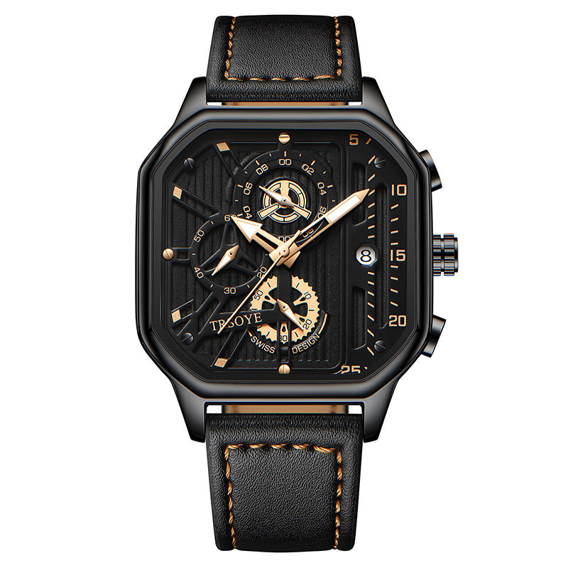 Men's Fashion Hollowed-out Waterproof Luminous Square Watch - Zentrova