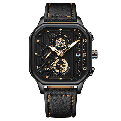 Men's Fashion Hollowed-out Waterproof Luminous Square Watch - Zentrova