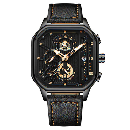 Men's Fashion Hollowed-out Waterproof Luminous Square Watch - Zentrova