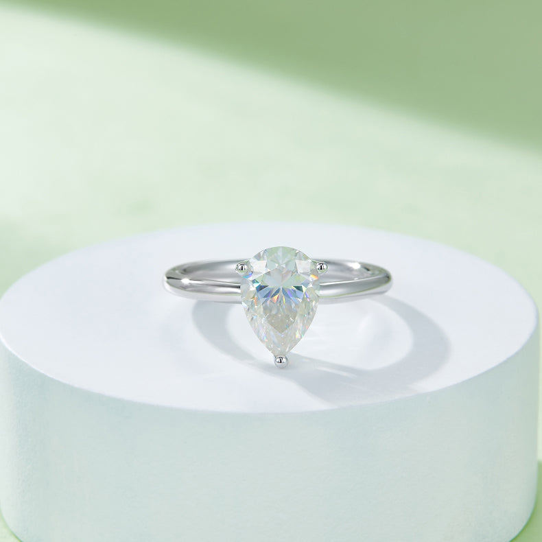 Pear-shaped Moissanite Set With Top-quality Moissanite Luxury And Fashionable Light Luxury Jewelry Silver Ring S925 Silver Electroplated With Platinum - Zentrova