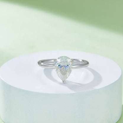 Pear-shaped Moissanite Set With Top-quality Moissanite Luxury And Fashionable Light Luxury Jewelry Silver Ring S925 Silver Electroplated With Platinum - Zentrova