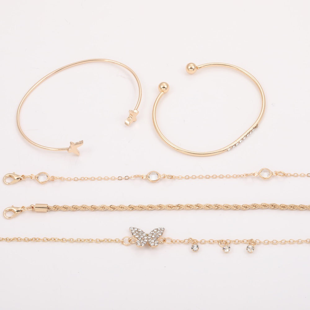 Simple Butterfly-Shape Open-End Rhinestone Bracelet For Women - Zentrova